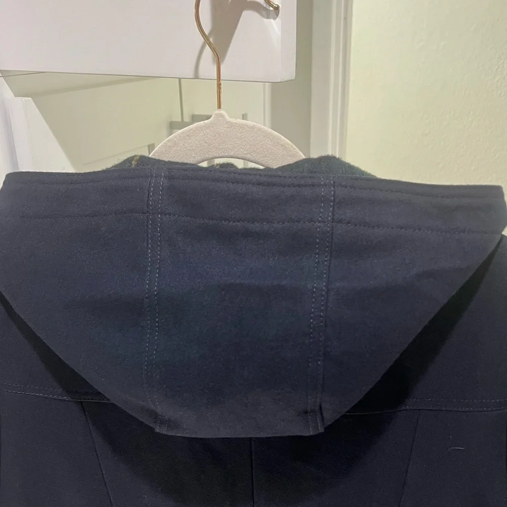 NWOT G H Bass High Quality Navy Blue Hooded Pea Coat/ Duffle Coat - Picture 5 of 12